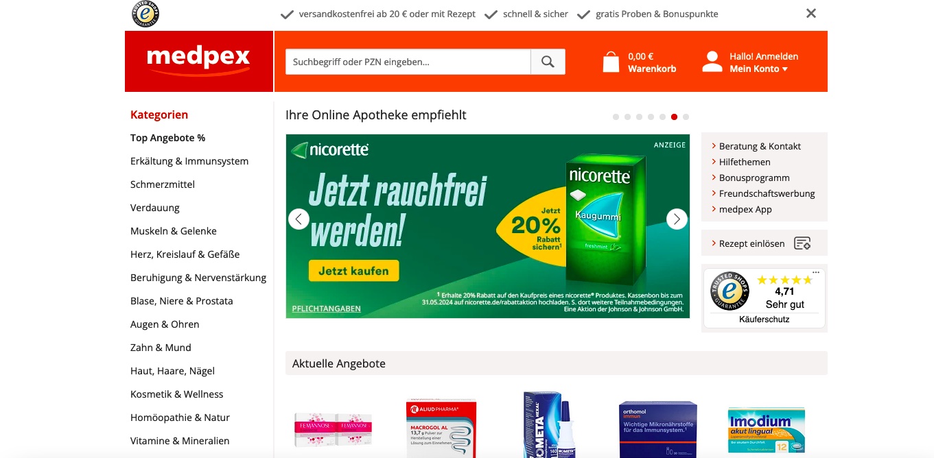 Medpex - Versandapotheke - ab 20 € versandkostenfrei