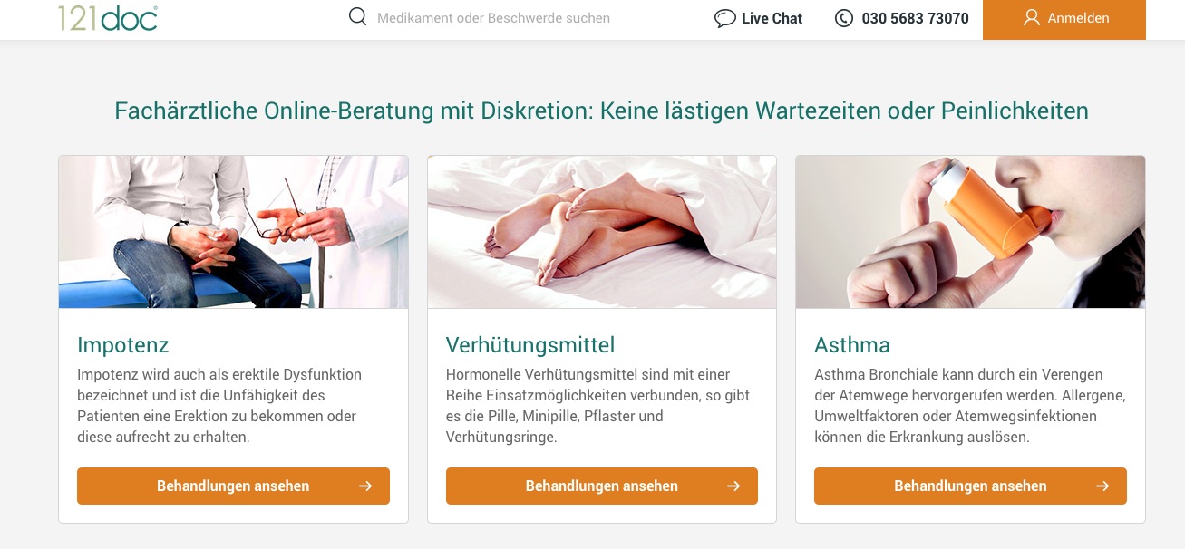 Onlineapotheke und Arzt www.121doc.de